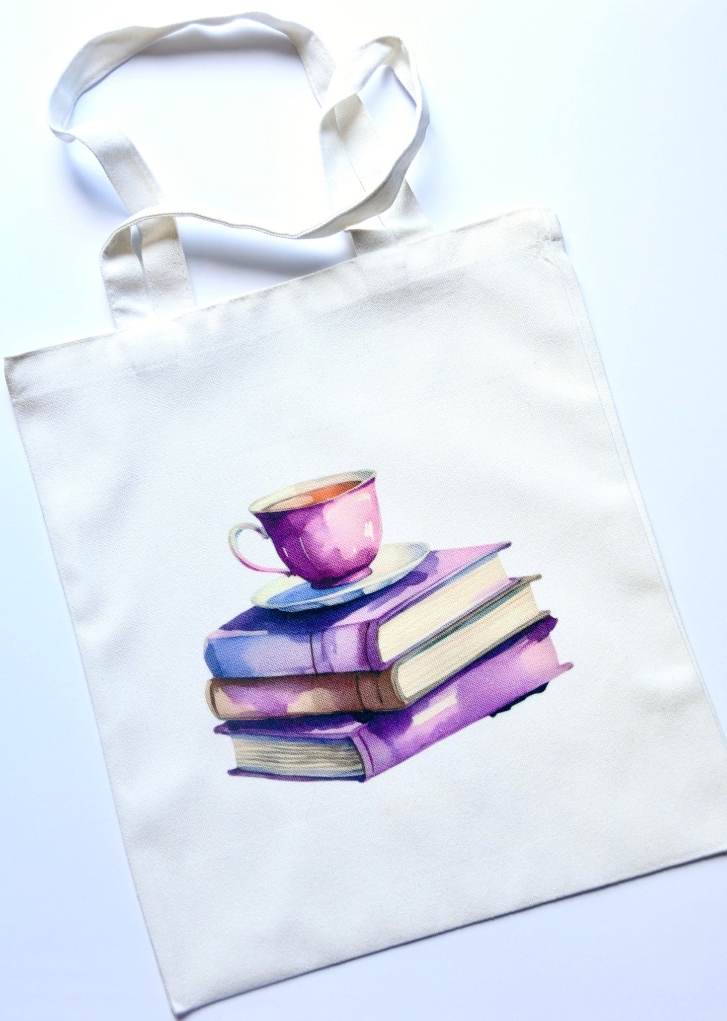 Teacup & Book Stack tote bag - Bard and Bloom