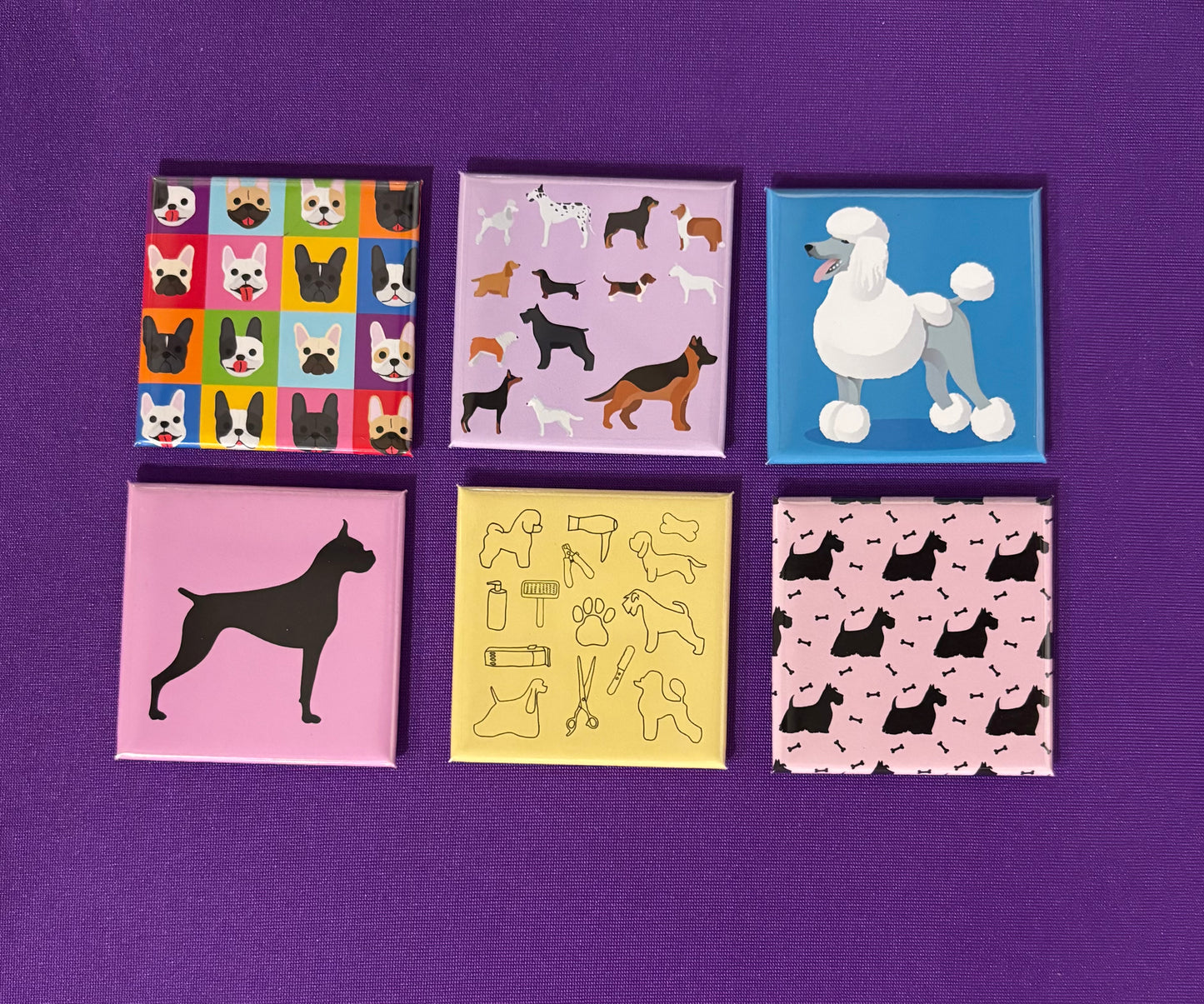 Dog show - 2" x 2" photo magnets, set of 6, 9, or 12