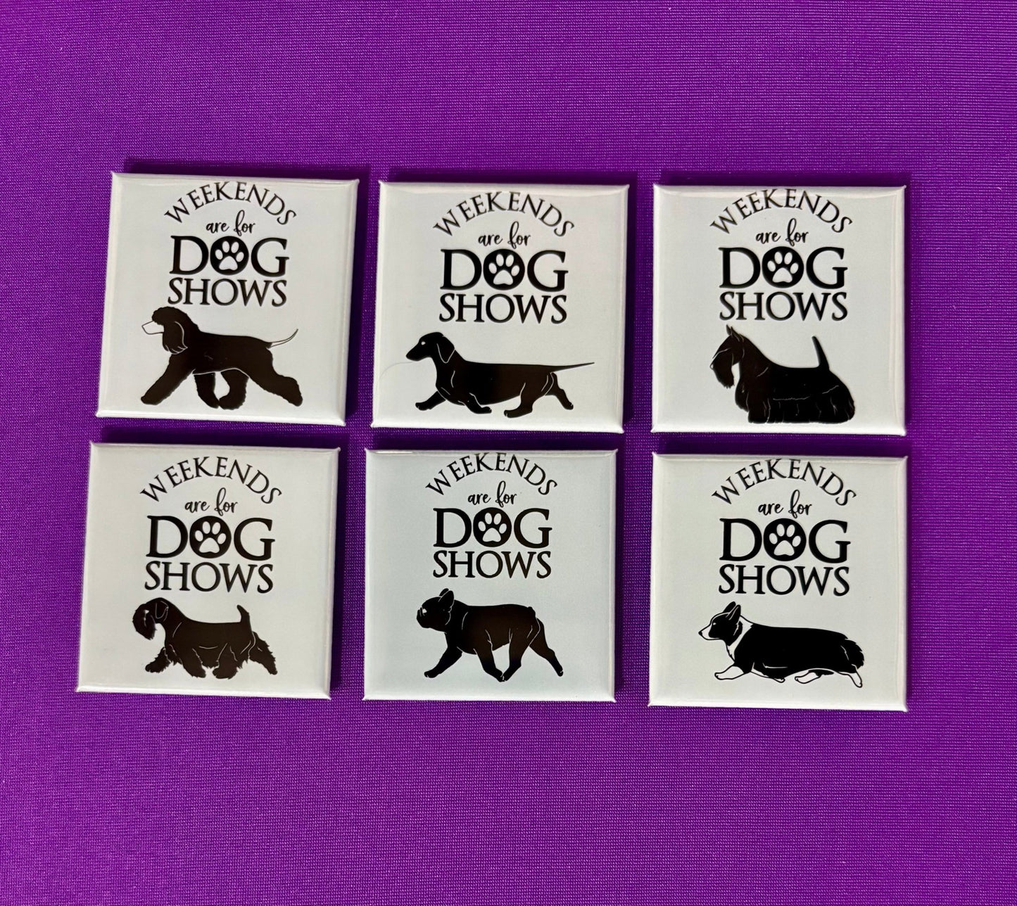 Dog show - 2" x 2" photo magnets, set of 6, 9, or 12 - Bard and Bloom
